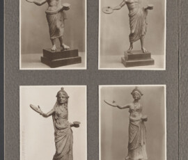 Statue in bronzo di due figure maschili e due femminili