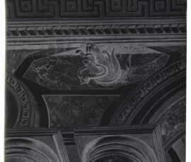Particolare della decorazione della Sala della Bologna, con protome a testa di lupo. Tratta da Le navi di Nemi, p. 204